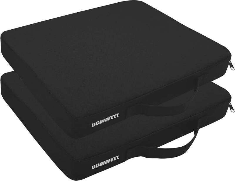 UCOMFEEL Portable Stadium Seat Cushions with Handle, 2 Inches Thick, Waterproof Oxford Fabric, Zipper Design, Set of 2 (Black) - Image 1